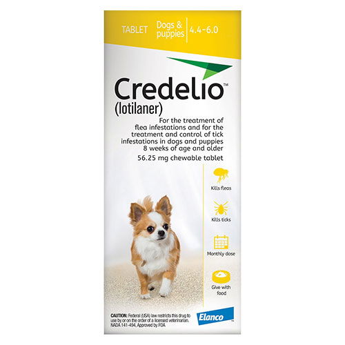 Credelio for Dogs 4.4 to 06 lbs (56.25 mg ) Yellow (Exp. Jun 2025)